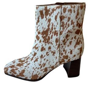 INC International Concepts Boots Dasha4 Calfhair White Brown Cow Women's Size 6M